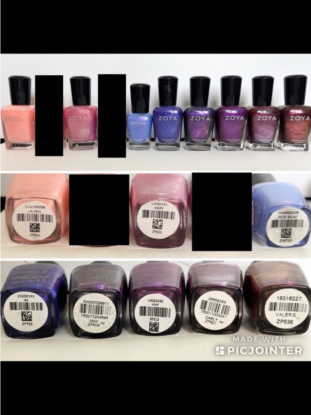 Bundle of 8 USED Zoya nail polishes - pink purple blue - creme shimmer glitter